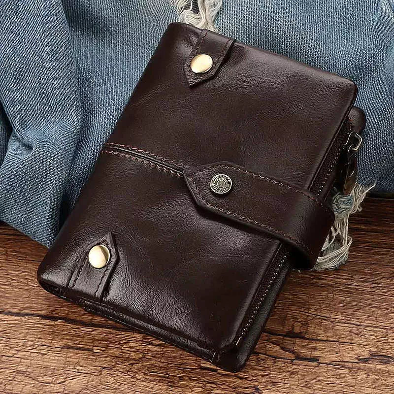 Men RFID Wallet Genuine Leather Short Wallets - Tophatter Daily Deals