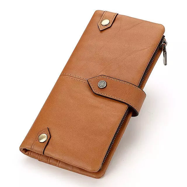 Men RFID Wallet Genuine Leather Short Brown L Wallets - Tophatter Daily Deals