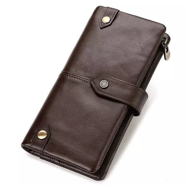 Men RFID Wallet Genuine Leather Short Coffee L Wallets - Tophatter Daily Deals