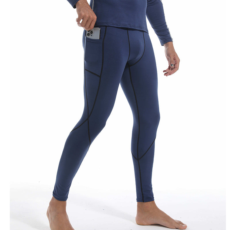 Men Running Leggings Quick Dry Gym Sport Tights Navy Leggings - Tophatter Daily Deals