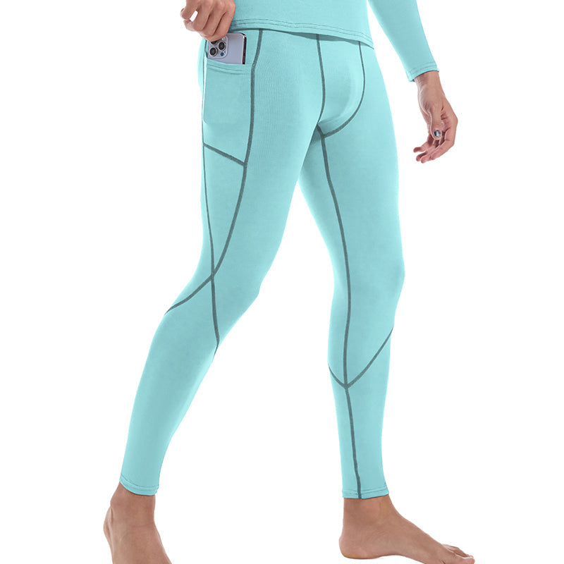 Men Running Leggings Quick Dry Gym Sport Tights Cyan Leggings - Tophatter Daily Deals