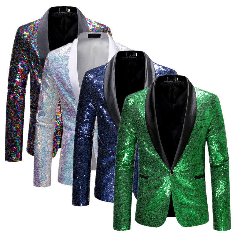Men Sequin Suit Stage Dress Jacket Men Blazer - Tophatter Daily Deals
