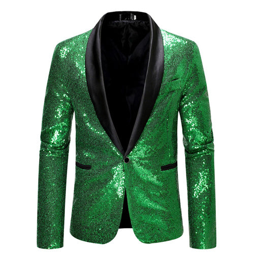 Men Sequin Suit Stage Dress Jacket Green Men Blazer - Tophatter Daily Deals