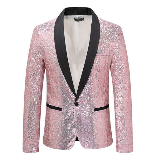 Men Sequin Suit Stage Dress Jacket Pink Men Blazer - Tophatter Daily Deals