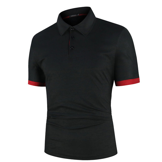 Men Shirt Short Sleeve Polo Shirt Black Red Men T-Shirts - Tophatter Daily Deals