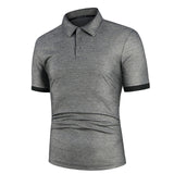 Men Shirt Short Sleeve Polo Shirt Dark Grey Men T-Shirts - Tophatter Daily Deals