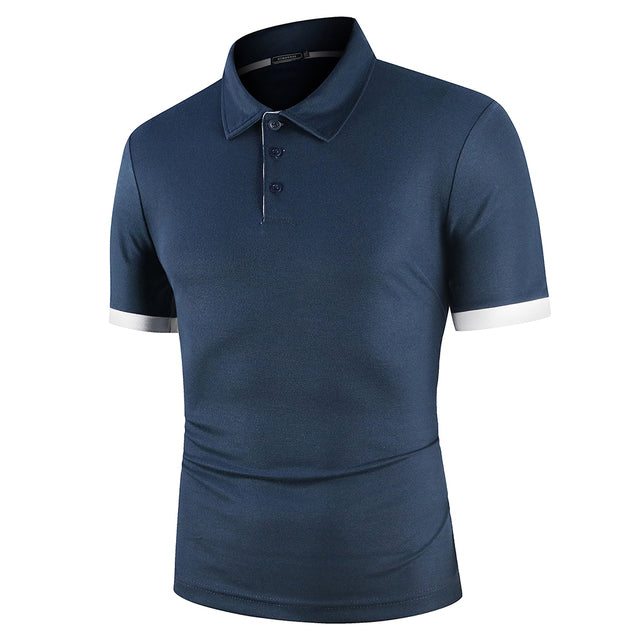 Men Shirt Short Sleeve Polo Shirt Navy Blue Men T-Shirts - Tophatter Daily Deals