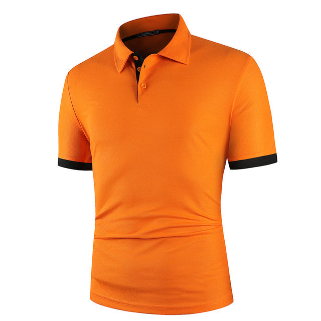 Men Shirt Short Sleeve Polo Shirt Orange Men T-Shirts - Tophatter Daily Deals