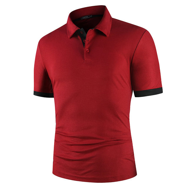 Men Shirt Short Sleeve Polo Shirt Burgundy Men T-Shirts - Tophatter Daily Deals