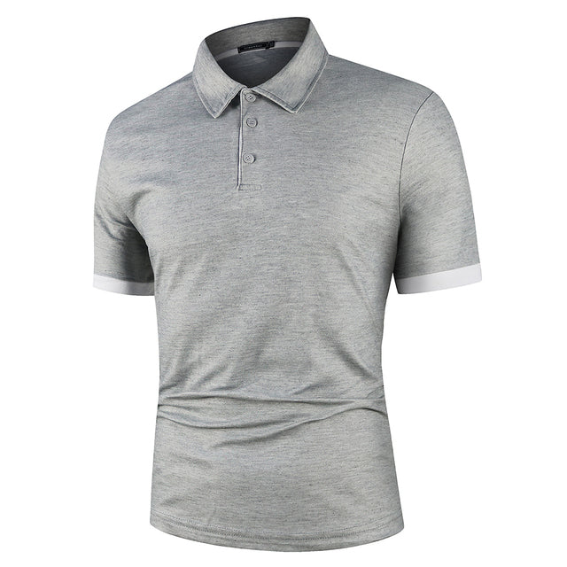 Men Shirt Short Sleeve Polo Shirt Light Grey Men T-Shirts - Tophatter Daily Deals