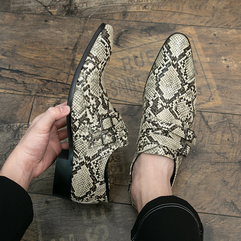 Stylish Men Snake Print Casual Dress Shoes Men Dresses Shoes - Tophatter Daily Deals