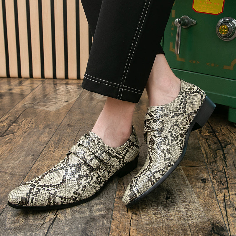 Stylish Men Snake Print Casual Dress Shoes Men Dresses Shoes - Tophatter Daily Deals