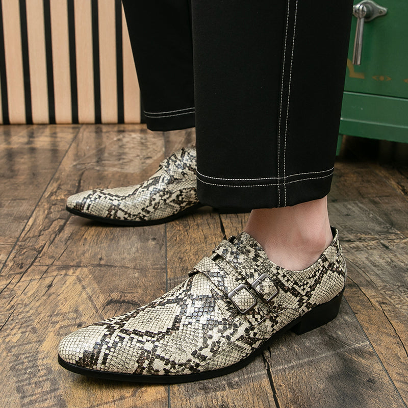 Stylish Men Snake Print Casual Dress Shoes Men Dresses Shoes - Tophatter Daily Deals