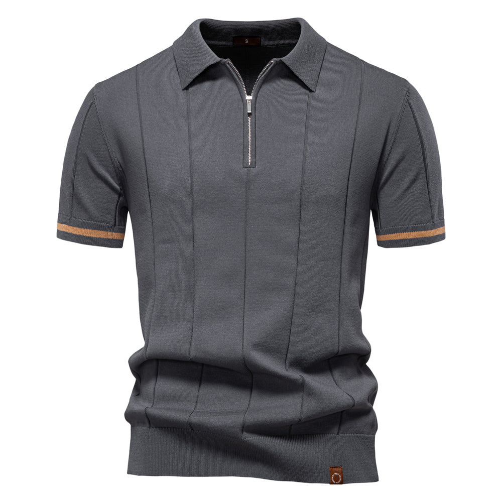 Men Solid Color Sport Zipper Polo Shirt Dark Gray Men's Clothing - Tophatter Daily Deals