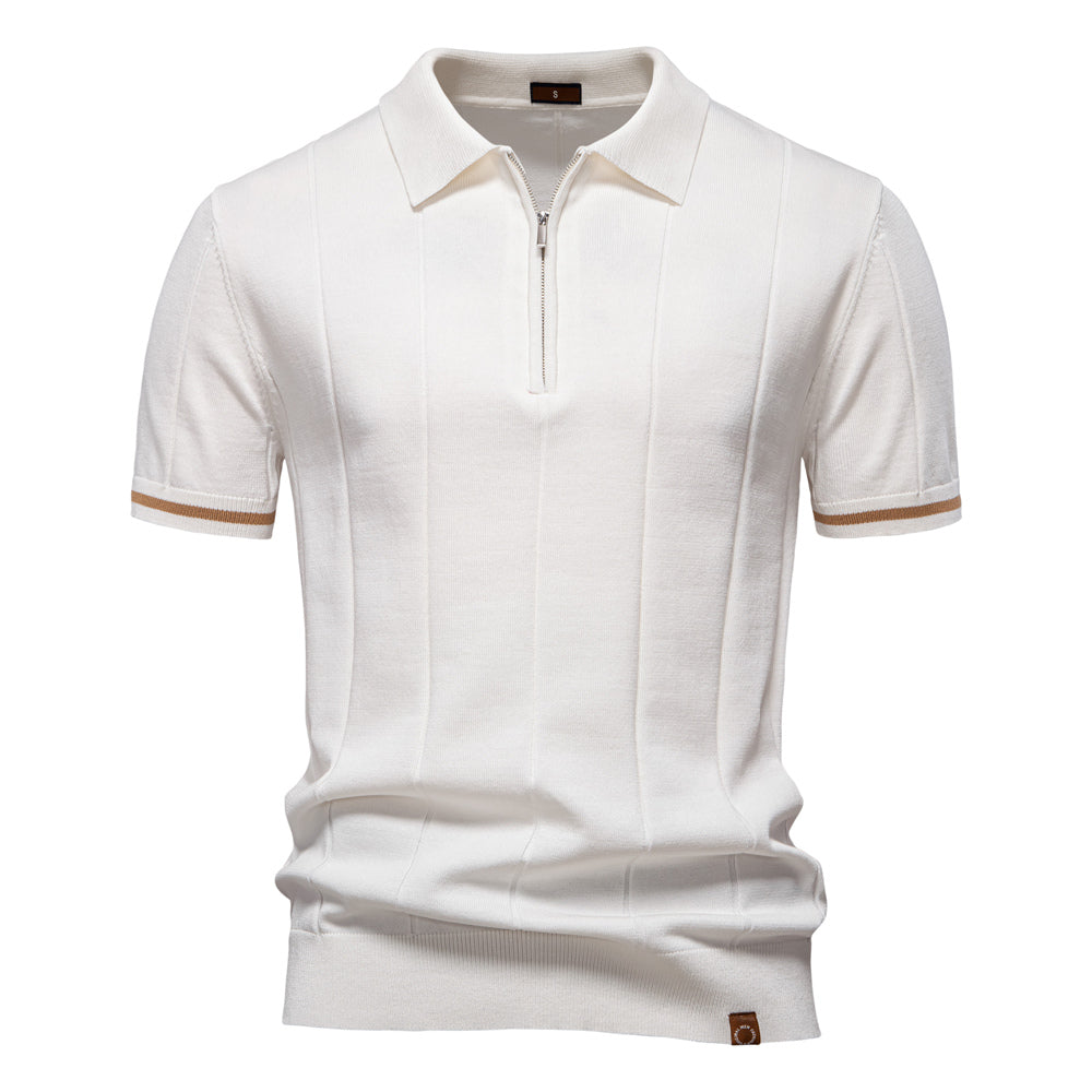 Men Solid Color Sport Zipper Polo Shirt White Men's Clothing - Tophatter Daily Deals