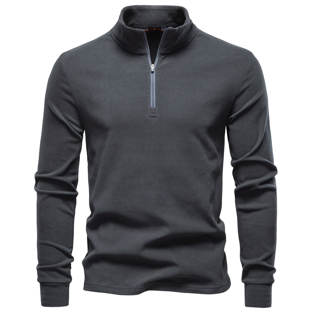 Men Solid Color Zipper Soft Shell Sweatshirt Dark Grey Men's Clothing - Tophatter Daily Deals