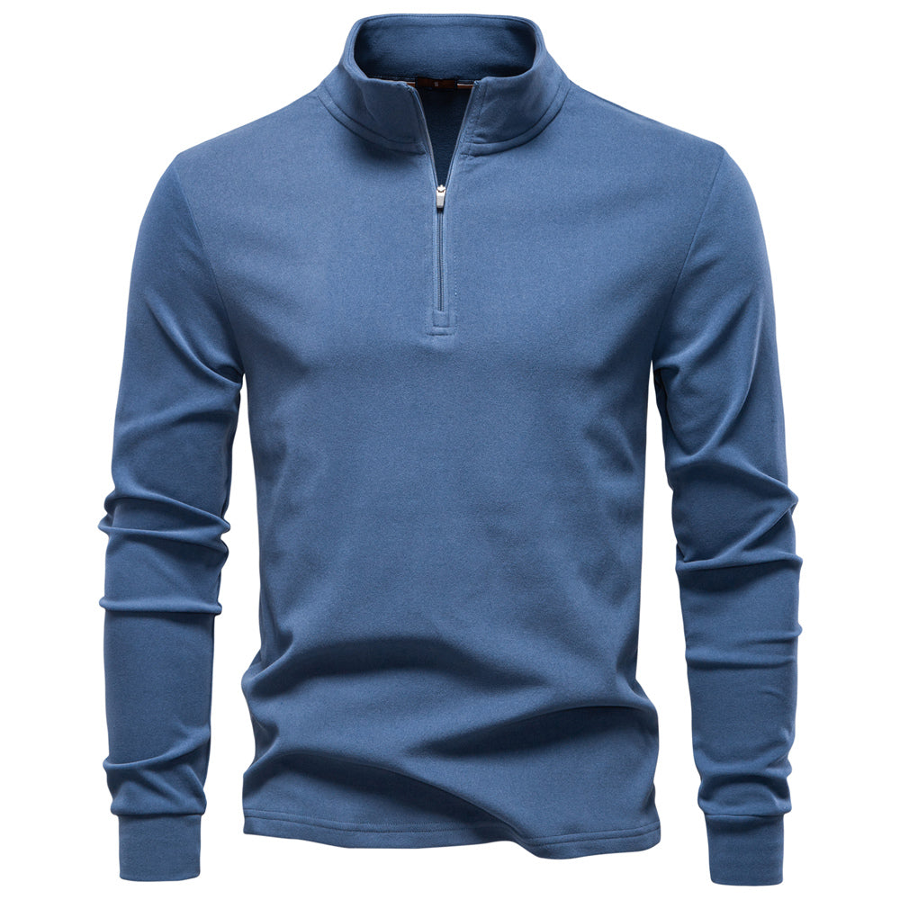 Men Solid Color Zipper Soft Shell Sweatshirt Blue Men's Clothing - Tophatter Daily Deals