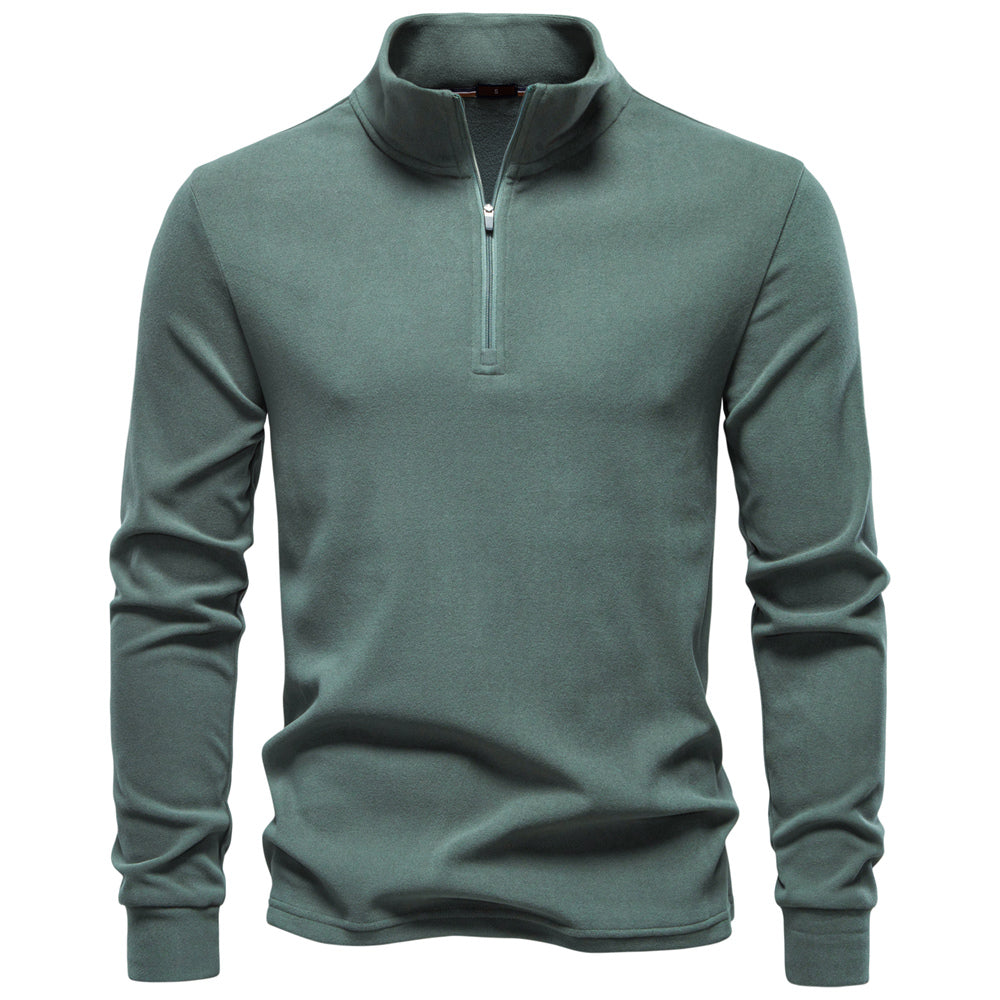 Men Solid Color Zipper Soft Shell Sweatshirt Green Men's Clothing - Tophatter Daily Deals