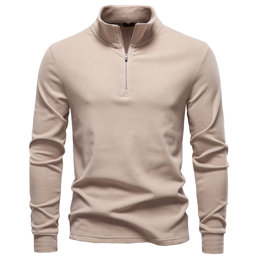 Men Solid Color Zipper Soft Shell Sweatshirt Khaki Men's Clothing - Tophatter Daily Deals