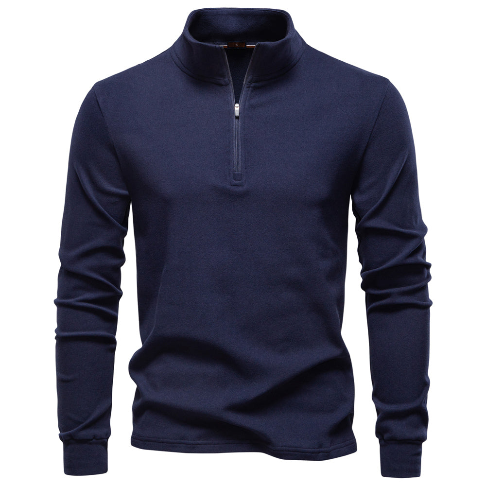 Men Solid Color Zipper Soft Shell Sweatshirt Navy Blue Men's Clothing - Tophatter Daily Deals