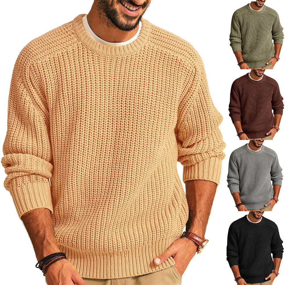 Men Solid Mock Neck Loose knitwear Sweaters Men's Clothing - Tophatter Daily Deals