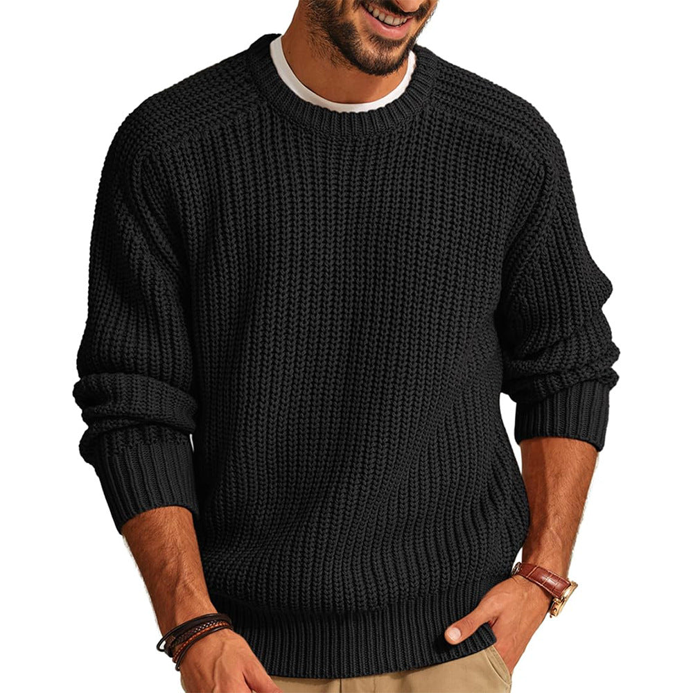 Men Solid Mock Neck Loose knitwear Sweaters Black Men's Clothing - Tophatter Daily Deals