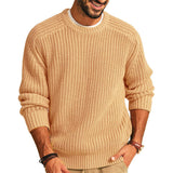 Men Solid Mock Neck Loose knitwear Sweaters Khaki Men's Clothing - Tophatter Daily Deals