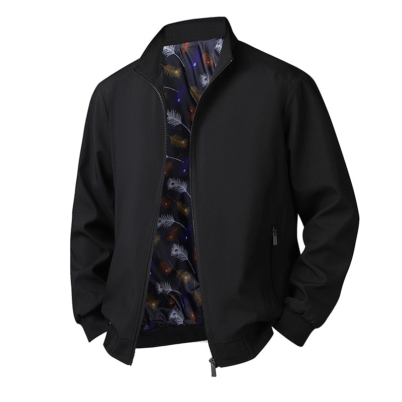 Men Stand Collar Windbreaker Sport Coat Black Men's Clothing - Tophatter Daily Deals