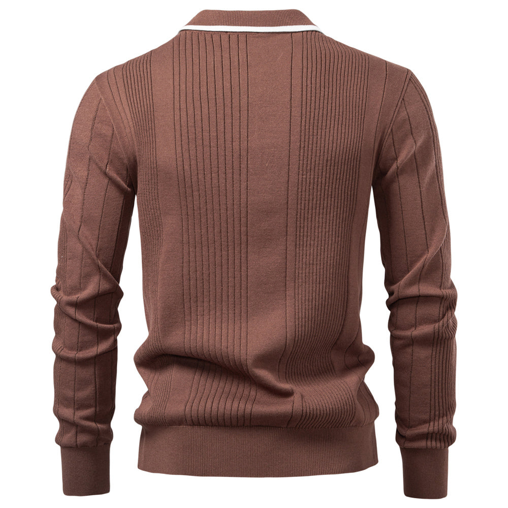 Men Stripe Long Sleeve Winter Business Polo Shirts Men's Clothing - Tophatter Daily Deals