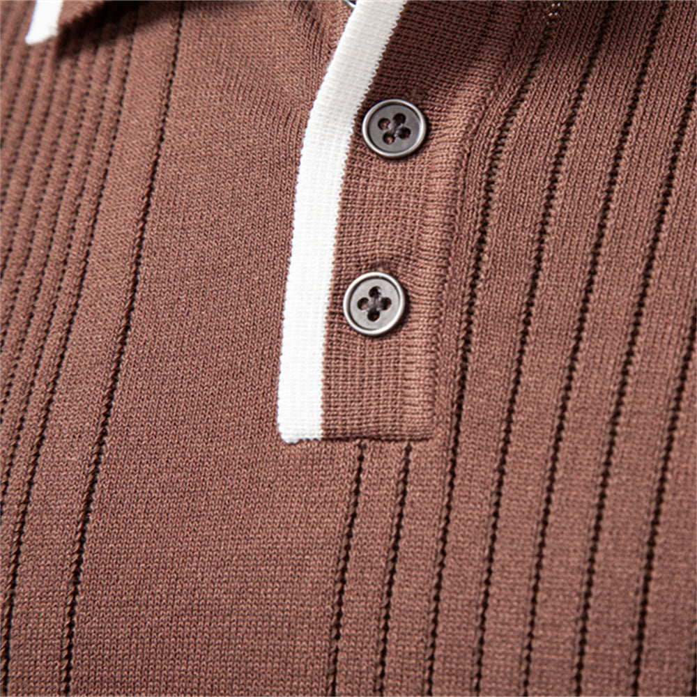 Men Stripe Long Sleeve Winter Business Polo Shirts Men's Clothing - Tophatter Daily Deals