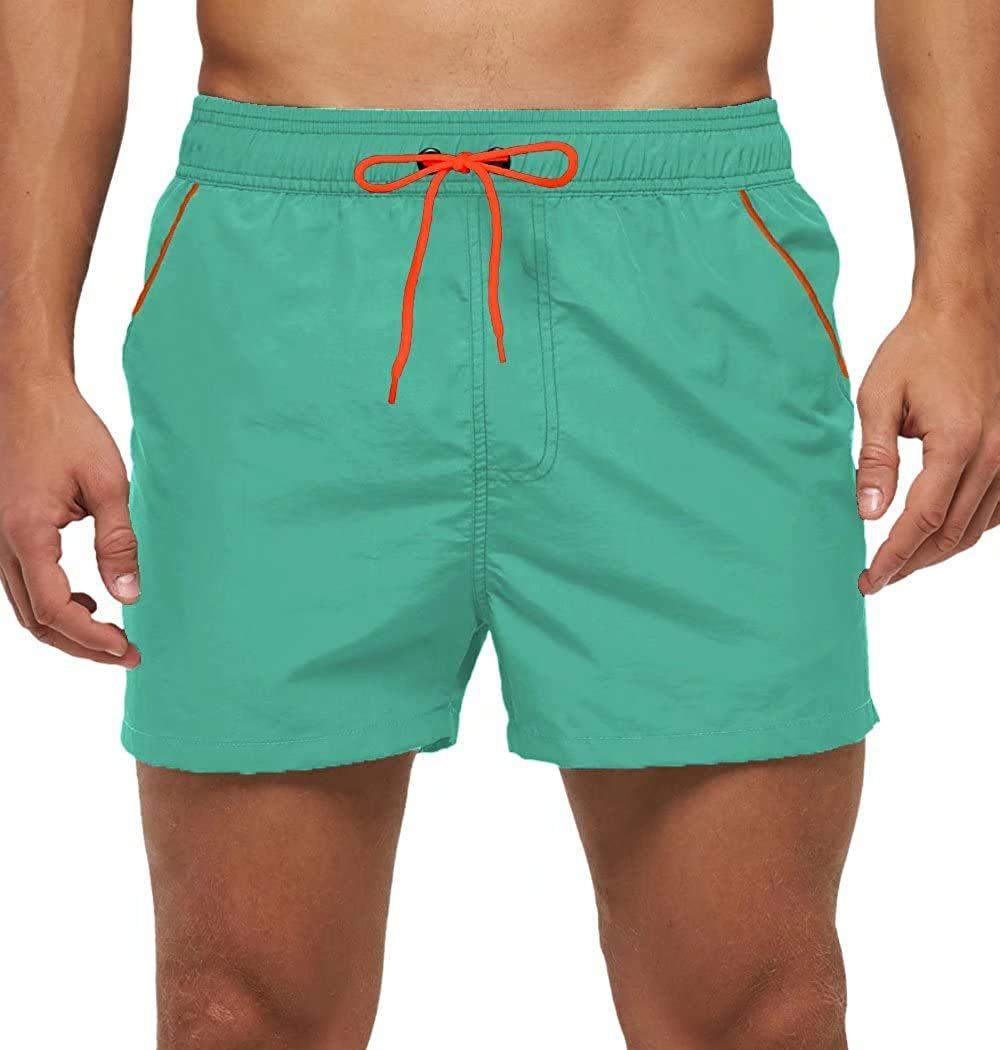 Men Swimwear Shorts Male Swimming Trunks with Adjustable Elastic Cord Lake Green Men's Bottoms - Tophatter Daily Deals