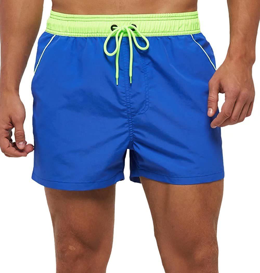 Men Swimwear Shorts Male Swimming Trunks with Adjustable Elastic Cord Deep Blue Men's Bottoms - Tophatter Daily Deals