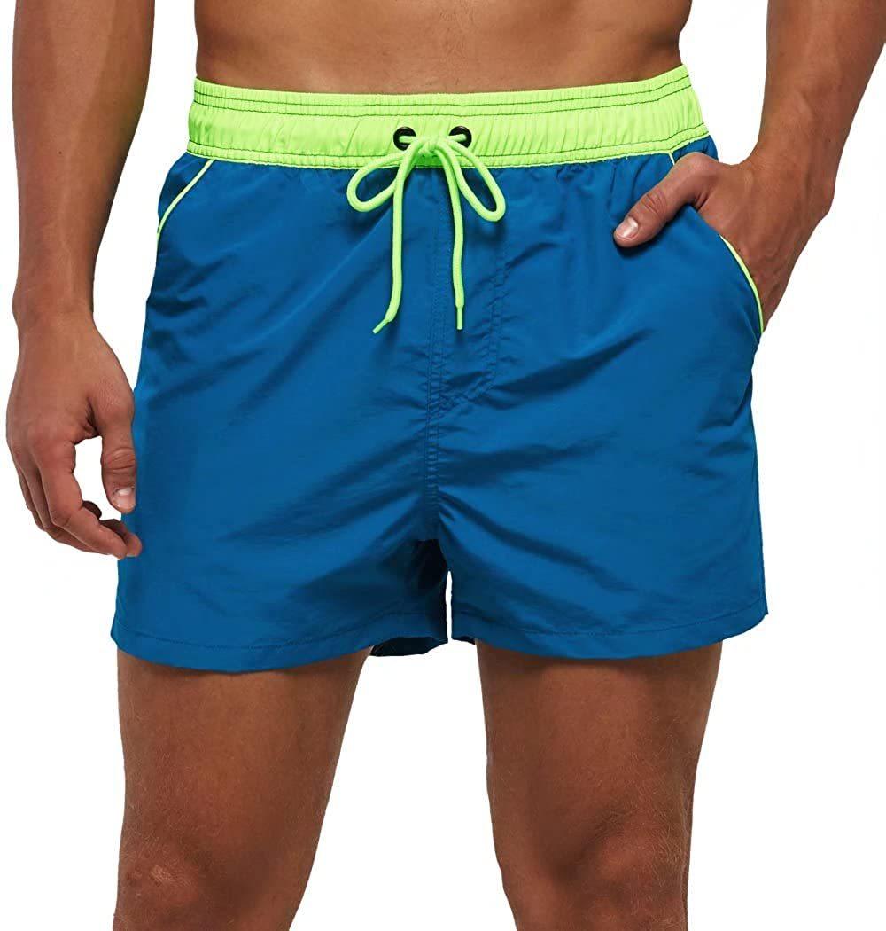 Men Swimwear Shorts Male Swimming Trunks with Adjustable Elastic Cord Peacock Blue Men's Bottoms - Tophatter Daily Deals