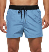 Men Swimwear Shorts Male Swimming Trunks with Adjustable Elastic Cord Light Blue Men's Bottoms - Tophatter Daily Deals