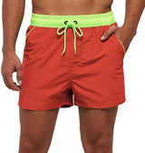 Men Swimwear Shorts Male Swimming Trunks with Adjustable Elastic Cord Orange Men's Bottoms - Tophatter Daily Deals