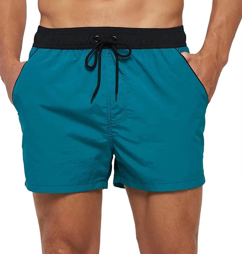 Men Swimwear Shorts Male Swimming Trunks with Adjustable Elastic Cord Sea Green Men's Bottoms - Tophatter Daily Deals