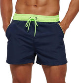 Men Swimwear Shorts Male Swimming Trunks with Adjustable Elastic Cord Navy Men's Bottoms - Tophatter Daily Deals