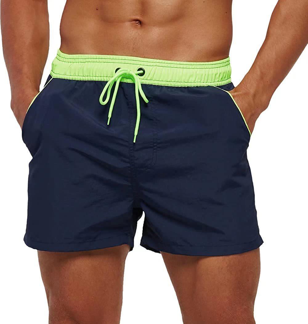 Men Swimwear Shorts Male Swimming Trunks with Adjustable Elastic Cord Navy Men's Bottoms - Tophatter Daily Deals