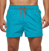 Men Swimwear Shorts Male Swimming Trunks with Adjustable Elastic Cord Sky Blue Men's Bottoms - Tophatter Daily Deals