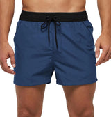 Men Swimwear Shorts Male Swimming Trunks with Adjustable Elastic Cord Light Navy Men's Bottoms - Tophatter Daily Deals