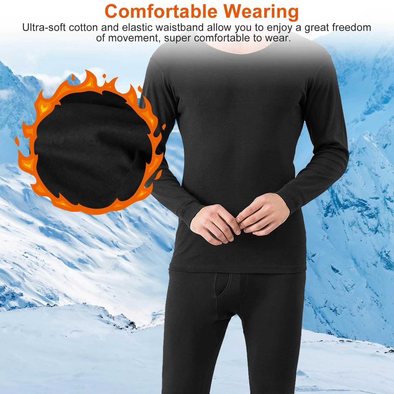 Men Thermal Underwear Set - Long Johns Pants and Long Sleeve Men's Tops - Tophatter Daily Deals
