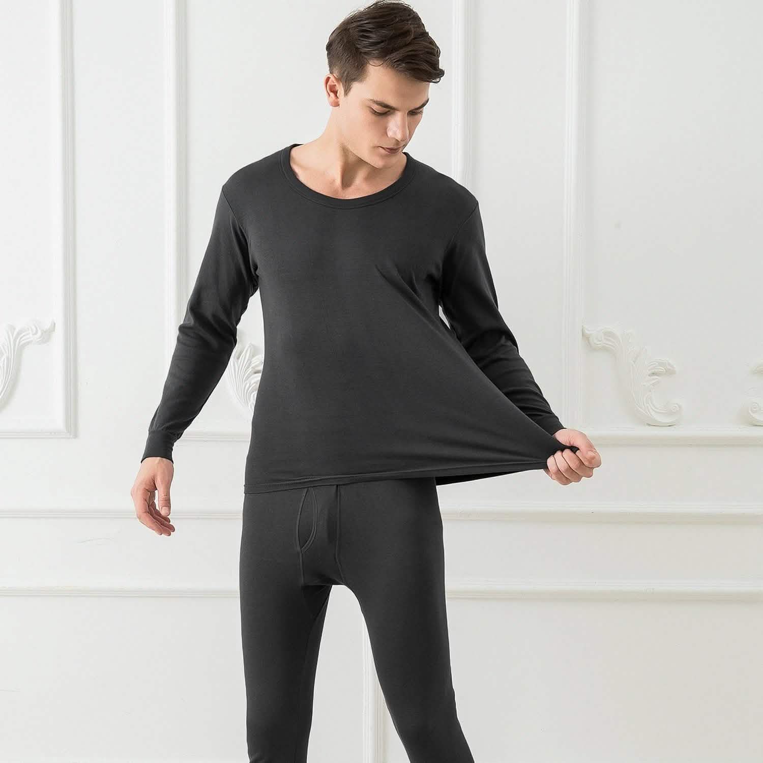 Men Thermal Underwear Set - Long Johns Pants and Long Sleeve Men's Tops - Tophatter Daily Deals
