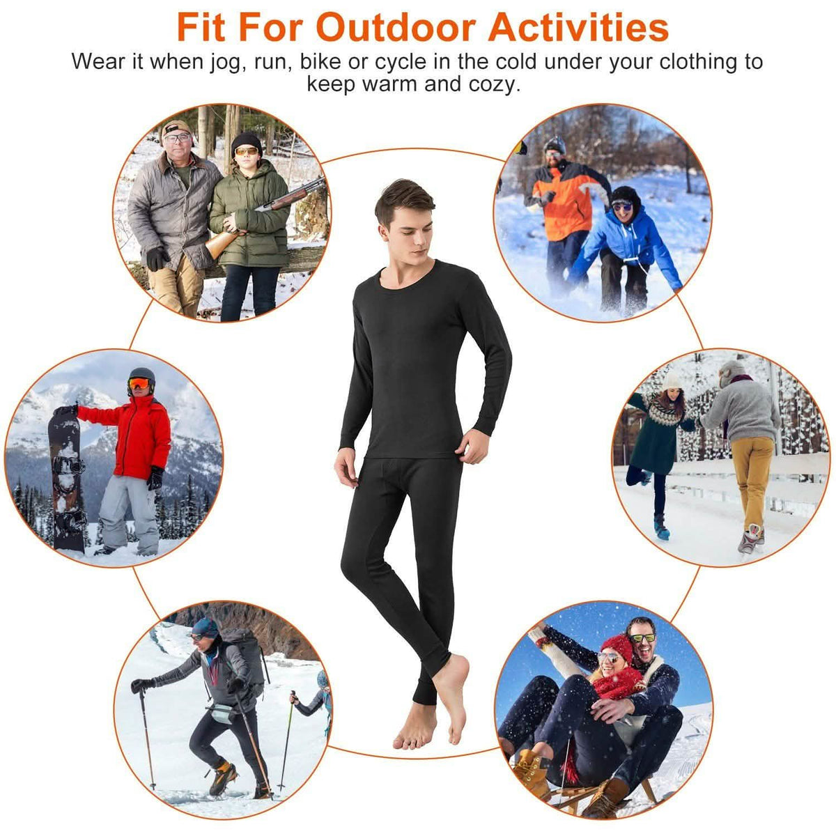 Men Thermal Underwear Set - Long Johns Pants and Long Sleeve Men's Tops - Tophatter Daily Deals