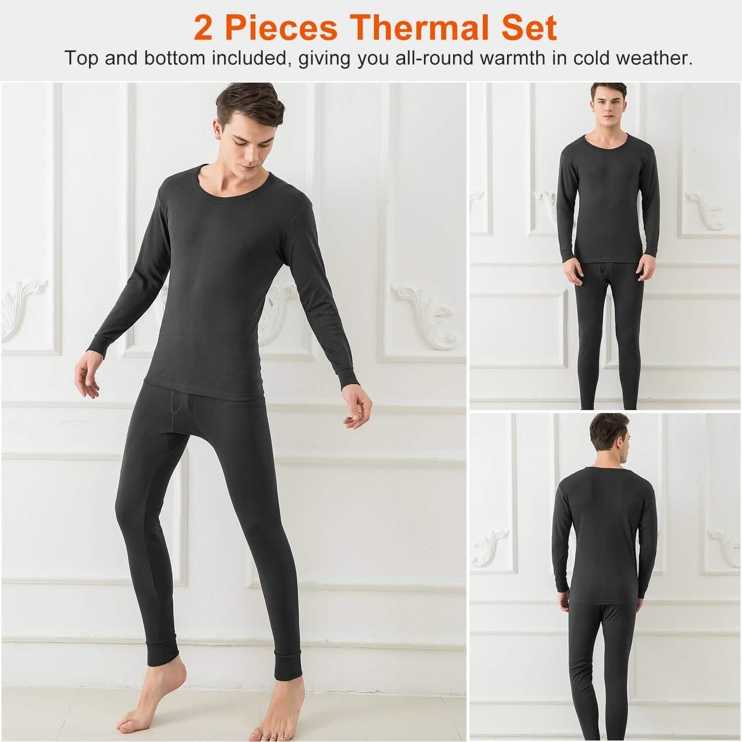 Men Thermal Underwear Set - Long Johns Pants and Long Sleeve Men's Tops - Tophatter Daily Deals