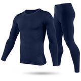 Men Thermal Underwear Set - Long Johns Pants and Long Sleeve Navy Men's Tops - Tophatter Daily Deals