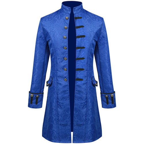 Men Thin Stage Performance Dress Long Jacket Blue Men Blazer - Tophatter Daily Deals