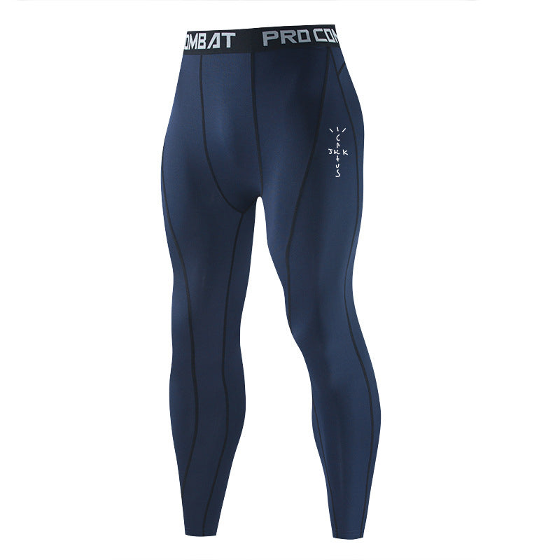 Men Tights Leggings For Running Quick Dry Fit Joggings Navy Blue Leggings - Tophatter Daily Deals