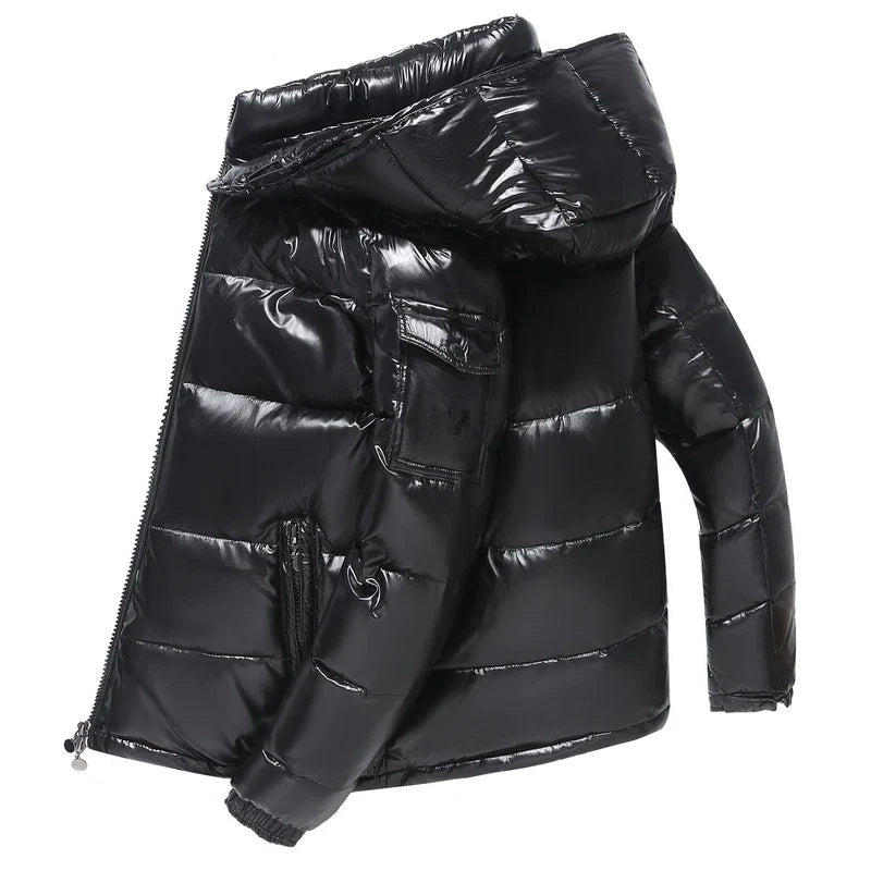 Men Trend Solid Color Short Winter Warm Hooded Parkas Men Jackets - Tophatter Daily Deals