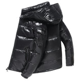 Men Trend Solid Color Short Winter Warm Hooded Parkas Black Men Jackets - Tophatter Daily Deals