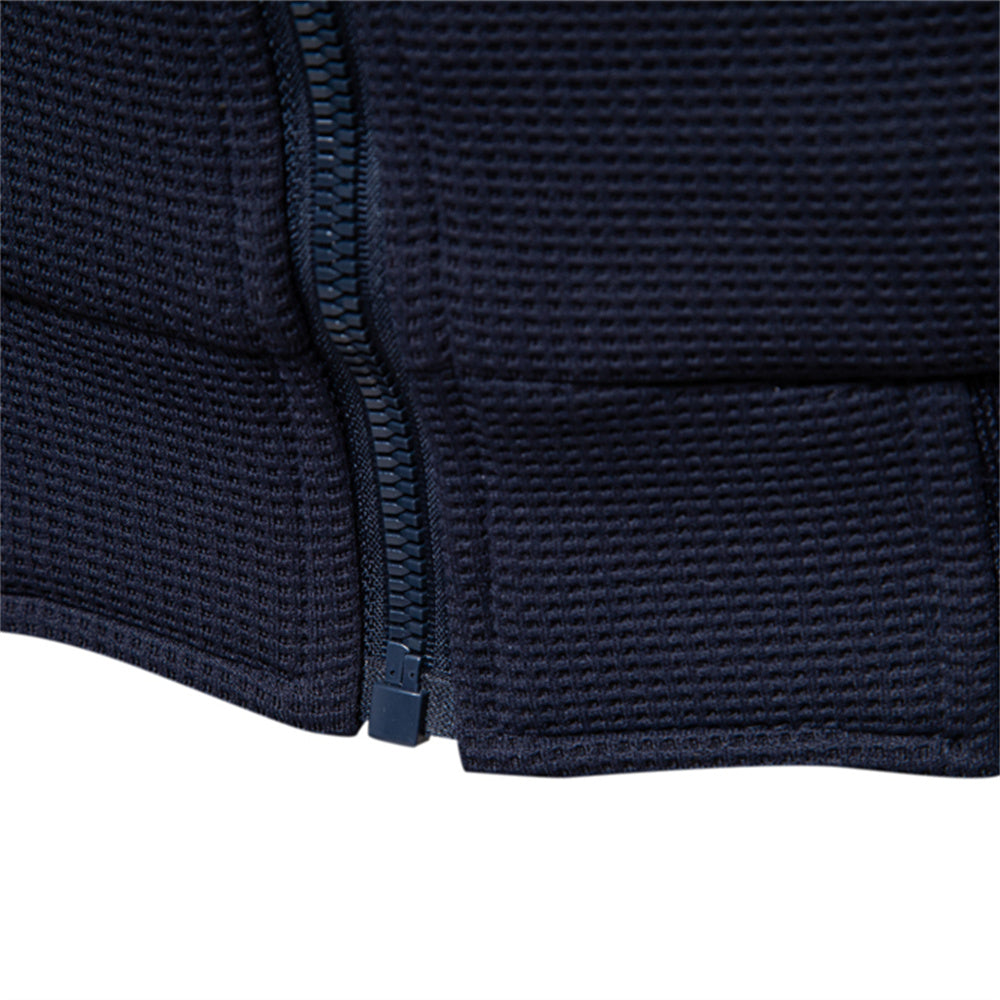 Men Waffle Fleece Lined Zipper Pocket Bomber Jacket Men Jackets - Tophatter Daily Deals